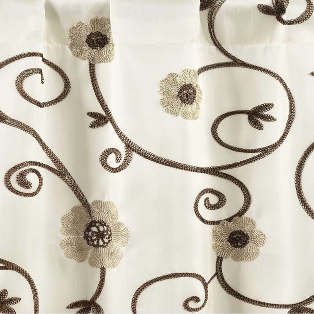 Lush Decor Royal Garden Valance Tan Set of 6 - Picture 3 of 5
